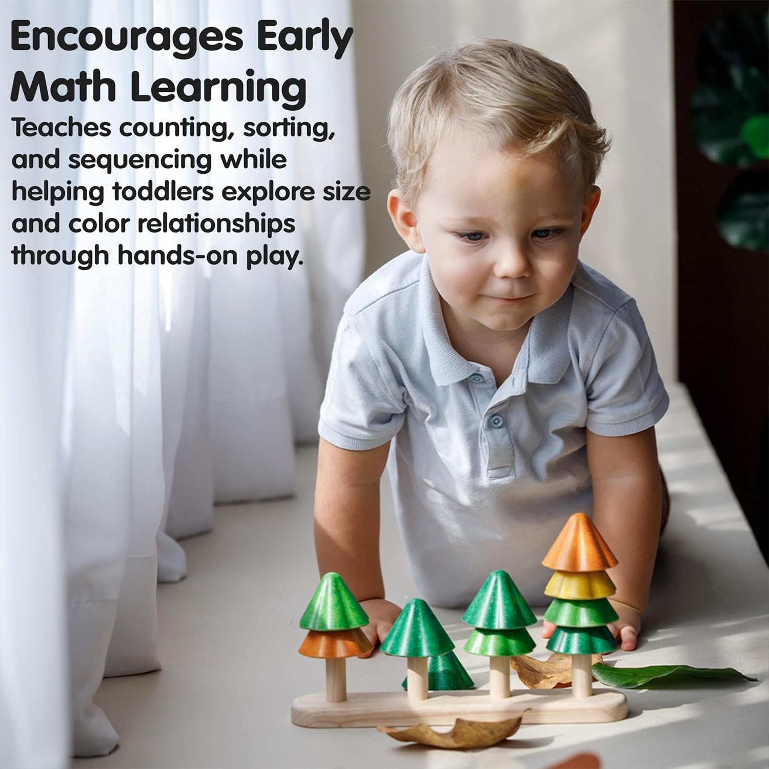image:imagePlanToys Cone Sorting Wooden Toy Set for Kids Ages 3  Montessori Colour amp Size Recognition Activity for Fine Motor Skills Logic amp Focus  EcoFriendly Educational ToyNatur
