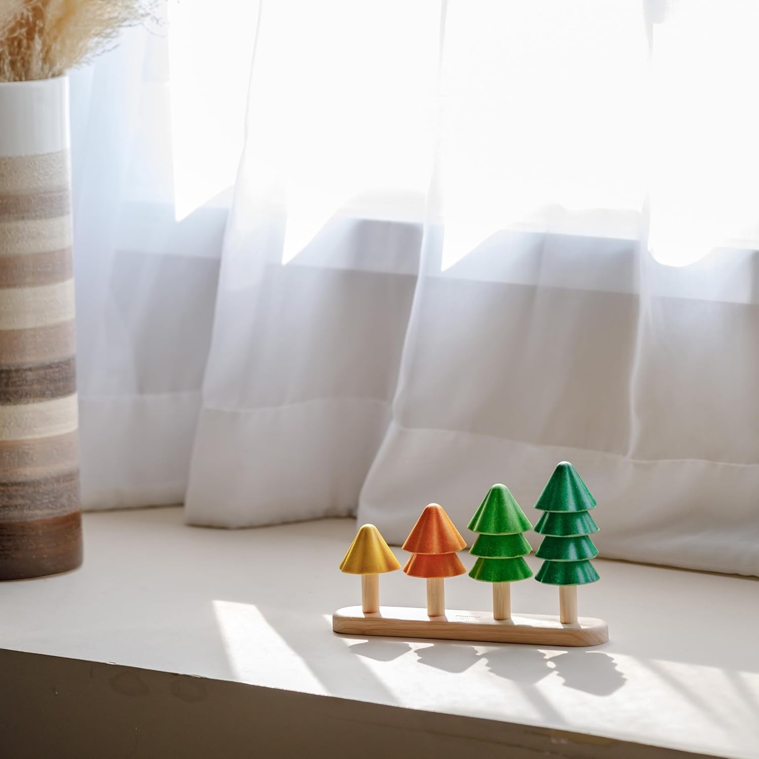 image:imagePlanToys Cone Sorting Wooden Toy Set for Kids Ages 3  Montessori Colour amp Size Recognition Activity for Fine Motor Skills Logic amp Focus  EcoFriendly Educational ToyNatur