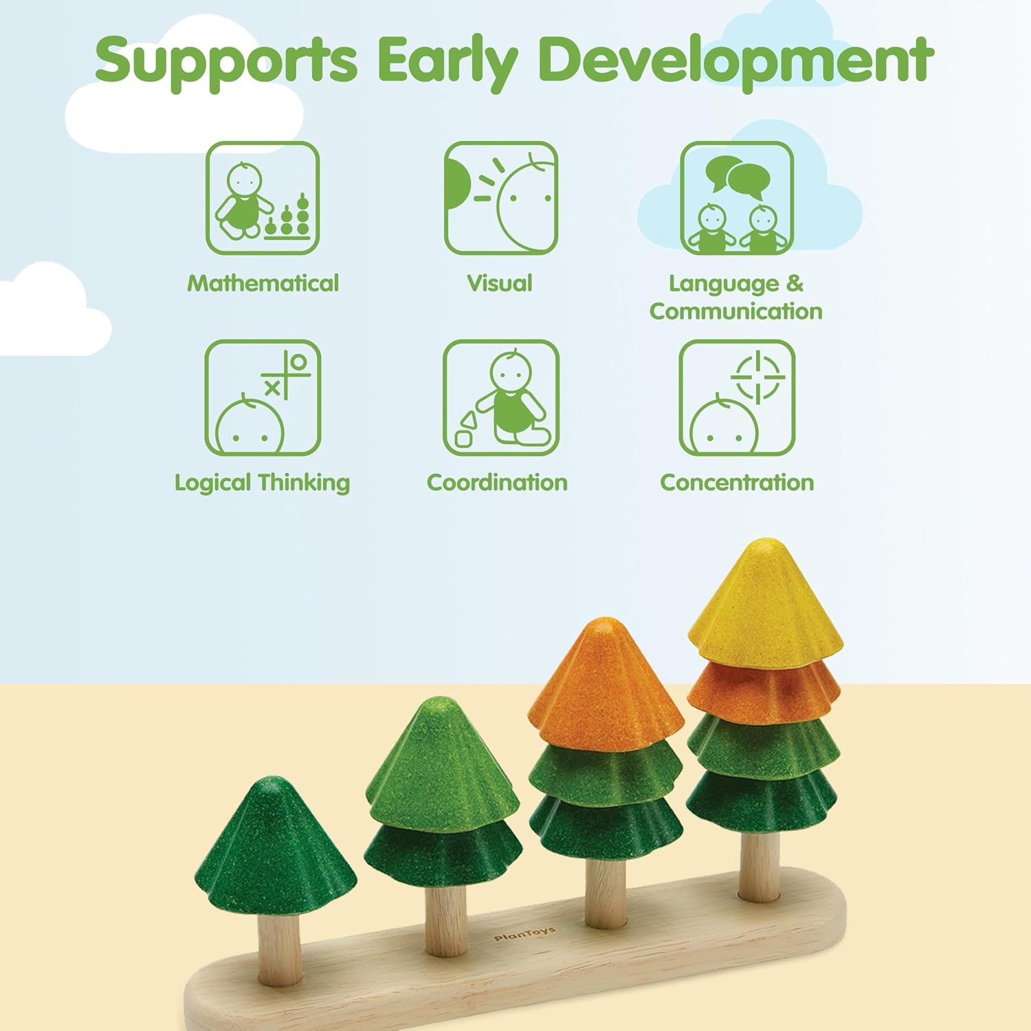 image:imagePlanToys Cone Sorting Wooden Toy Set for Kids Ages 3  Montessori Colour amp Size Recognition Activity for Fine Motor Skills Logic amp Focus  EcoFriendly Educational ToyNatur