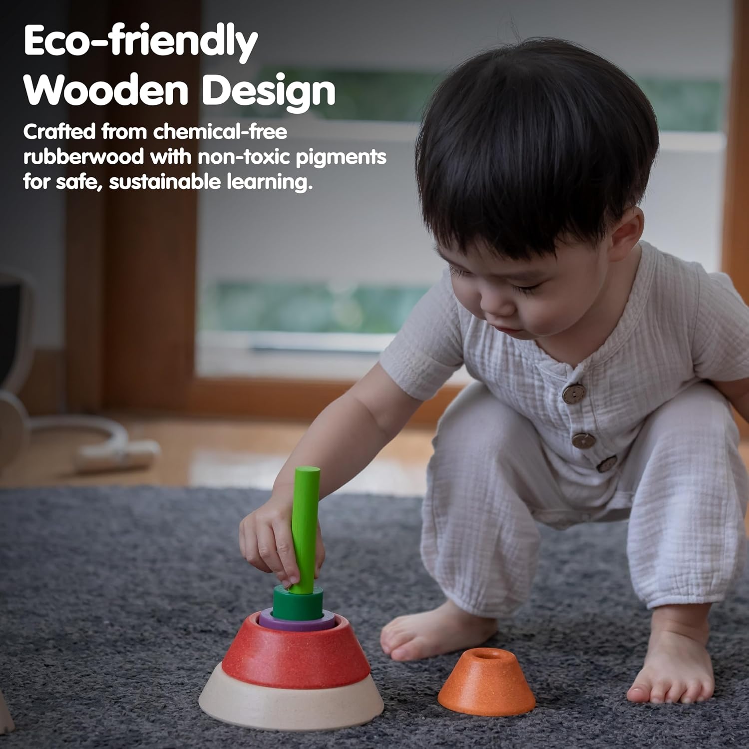 image:imagePlanToys Cone Sorting Wooden Toy Set for Kids Ages 3  Montessori Colour amp Size Recognition Activity for Fine Motor Skills Logic amp Focus  EcoFriendly Educational ToyCone Sorting  Unit Plus