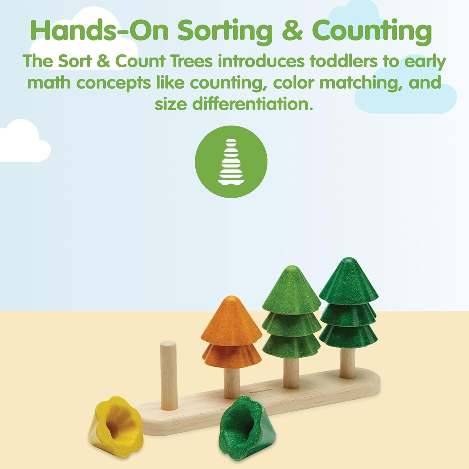 image:imagePlanToys Cone Sorting Wooden Toy Set for Kids Ages 3  Montessori Colour amp Size Recognition Activity for Fine Motor Skills Logic amp Focus  EcoFriendly Educational ToyNatur