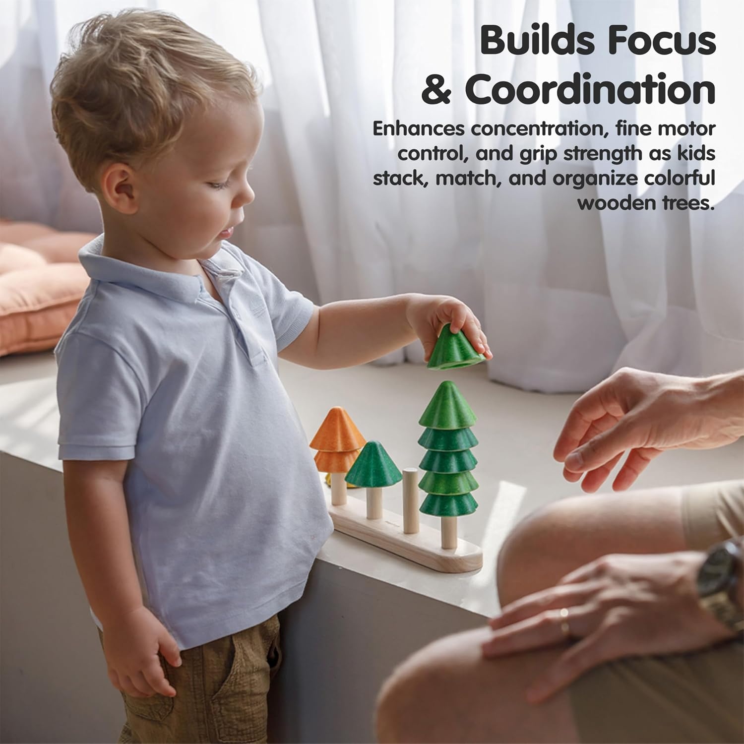 image:imagePlanToys Cone Sorting Wooden Toy Set for Kids Ages 3  Montessori Colour amp Size Recognition Activity for Fine Motor Skills Logic amp Focus  EcoFriendly Educational ToyNatur
