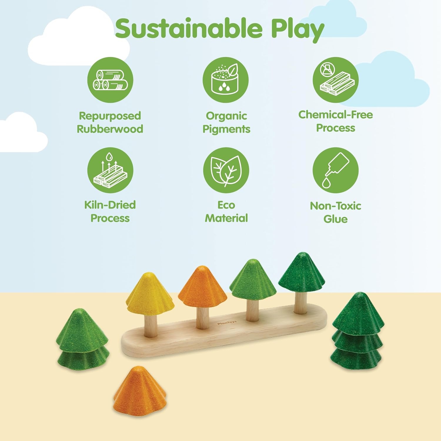 image:imagePlanToys Cone Sorting Wooden Toy Set for Kids Ages 3  Montessori Colour amp Size Recognition Activity for Fine Motor Skills Logic amp Focus  EcoFriendly Educational ToyNatur