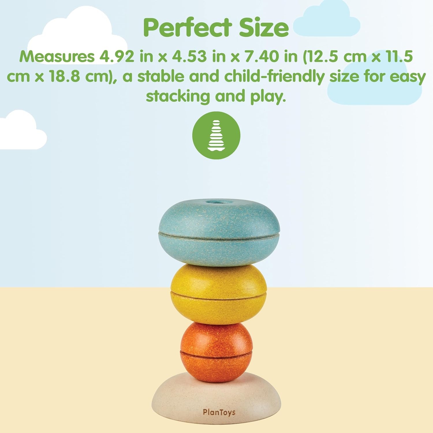 image:imagePlanToys Wooden Stacking Rocket Toy for Toddlers  Montessori Educational STEM Learning Toy  Colorful Wooden Rocket Ship Stacker for Fine Motor Skills Problem Solving Preschool GiftStacking Ring Cups