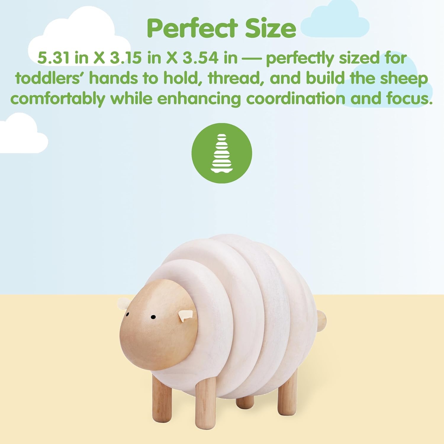 image:imagePlanToys Wooden Stacking Rocket Toy for Toddlers  Montessori Educational STEM Learning Toy  Colorful Wooden Rocket Ship Stacker for Fine Motor Skills Problem Solving Preschool GiftLacing Sheep