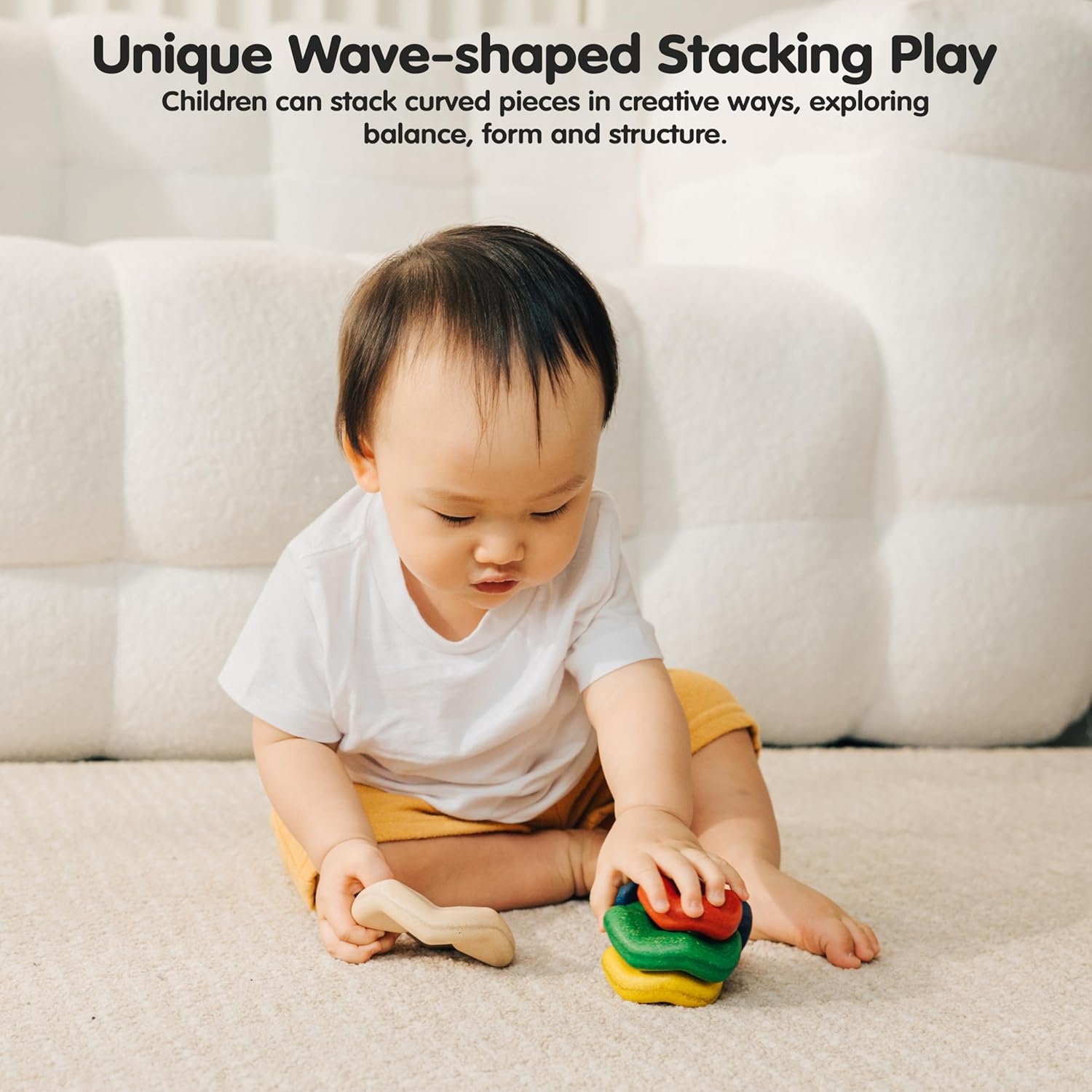 image:imagePlanToys Wooden Stacking Rocket Toy for Toddlers  Montessori Educational STEM Learning Toy  Colorful Wooden Rocket Ship Stacker for Fine Motor Skills Problem Solving Preschool GiftWave Stacker