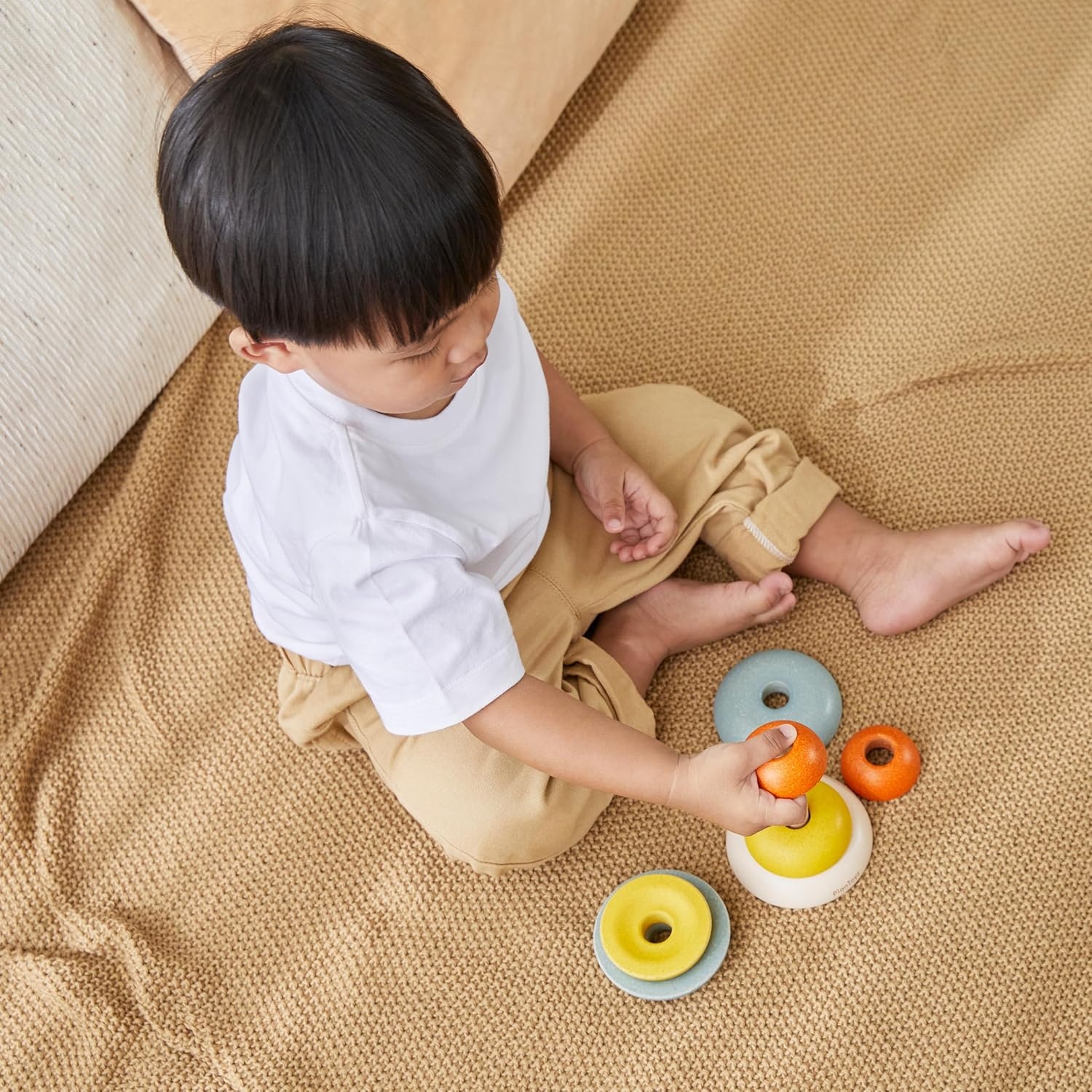 image:imagePlanToys Wooden Stacking Rocket Toy for Toddlers  Montessori Educational STEM Learning Toy  Colorful Wooden Rocket Ship Stacker for Fine Motor Skills Problem Solving Preschool GiftStacking Ring Cups