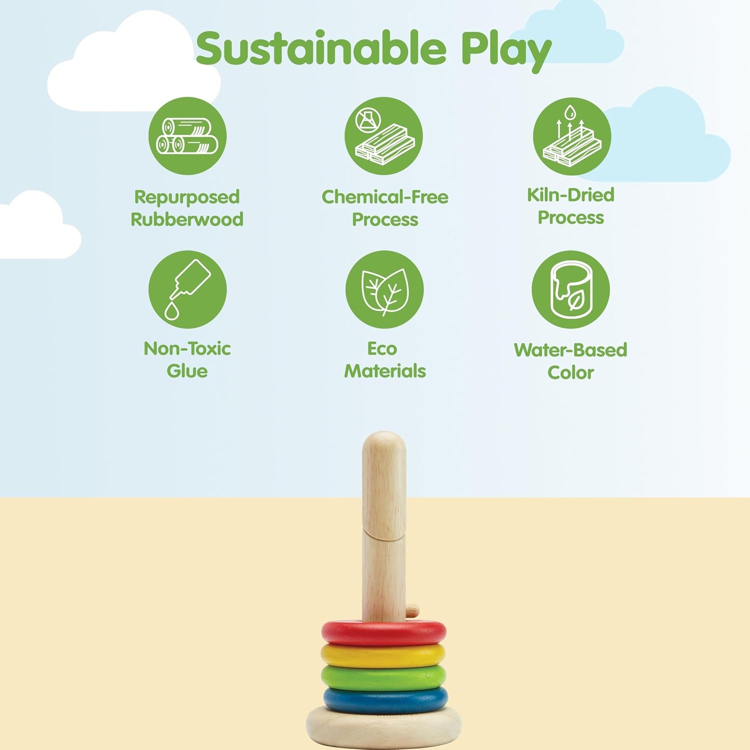 image:imagePlanToys Wooden Stacking Rocket Toy for Toddlers  Montessori Educational STEM Learning Toy  Colorful Wooden Rocket Ship Stacker for Fine Motor Skills Problem Solving Preschool GiftTwist  Sort