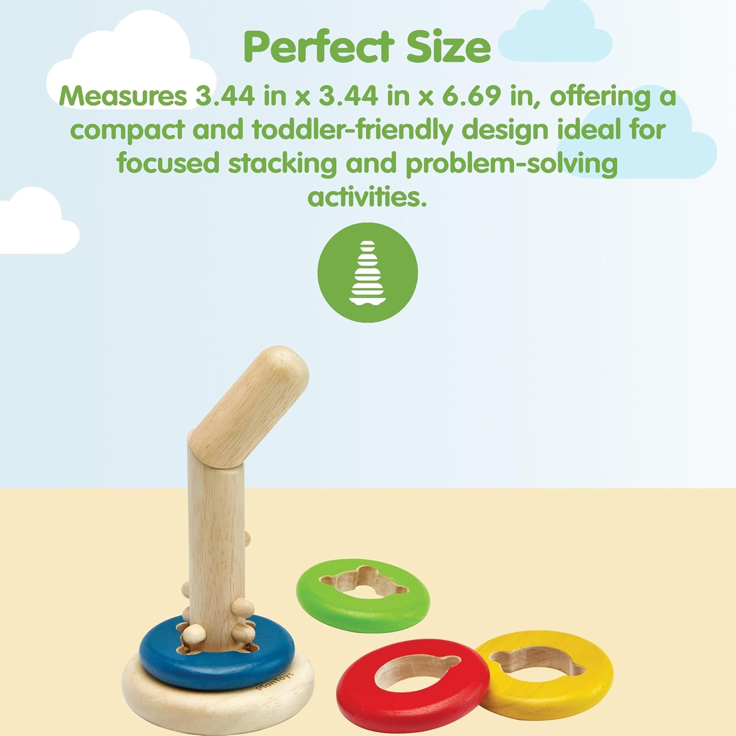 image:imagePlanToys Wooden Stacking Rocket Toy for Toddlers  Montessori Educational STEM Learning Toy  Colorful Wooden Rocket Ship Stacker for Fine Motor Skills Problem Solving Preschool GiftTwist  Sort