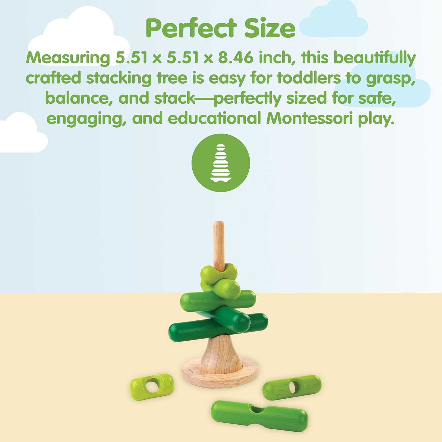 image:imagePlanToys Wooden Stacking Rocket Toy for Toddlers  Montessori Educational STEM Learning Toy  Colorful Wooden Rocket Ship Stacker for Fine Motor Skills Problem Solving Preschool GiftStacking Tree
