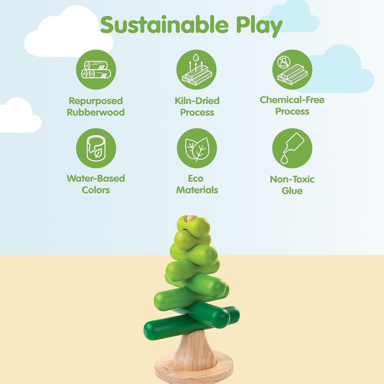 image:imagePlanToys Wooden Stacking Rocket Toy for Toddlers  Montessori Educational STEM Learning Toy  Colorful Wooden Rocket Ship Stacker for Fine Motor Skills Problem Solving Preschool GiftStacking Tree