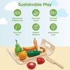 image:imagePlanToys 5 Wooden Colorful Vegetable Veggie Food Playset 3431  Sustainably Made from Rubberwood and NonToxic Paints and DyesAssorted Fruit  Vegetable Food Set