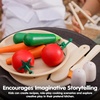 image:imagePlanToys 5 Wooden Colorful Vegetable Veggie Food Playset 3431  Sustainably Made from Rubberwood and NonToxic Paints and DyesFresh Produce Set B