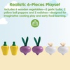 image:imagePlanToys 5 Wooden Colorful Vegetable Veggie Food Playset 3431  Sustainably Made from Rubberwood and NonToxic Paints and DyesFresh Produce Set C