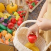 image:imagePlanToys 5 Wooden Colorful Vegetable Veggie Food Playset 3431  Sustainably Made from Rubberwood and NonToxic Paints and DyesFresh Produce Set a