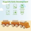 image:imagePlanToys Celebration Wooden Train Set with Photo Slot amp Chalkboard  Customizable Keepsake 3 Pcs Pull Toy Made with Sustainable Rubberwood for KidsCargo Train