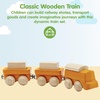 image:imagePlanToys Celebration Wooden Train Set with Photo Slot amp Chalkboard  Customizable Keepsake 3 Pcs Pull Toy Made with Sustainable Rubberwood for KidsCargo Train