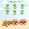 image:imagePlanToys Celebration Wooden Train Set with Photo Slot amp Chalkboard  Customizable Keepsake 3 Pcs Pull Toy Made with Sustainable Rubberwood for KidsCargo Train