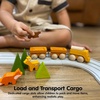 image:imagePlanToys Celebration Wooden Train Set with Photo Slot amp Chalkboard  Customizable Keepsake 3 Pcs Pull Toy Made with Sustainable Rubberwood for KidsCargo Train