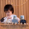 image:imagePlanToys Celebration Wooden Train Set with Photo Slot amp Chalkboard  Customizable Keepsake 3 Pcs Pull Toy Made with Sustainable Rubberwood for KidsCelebration Train