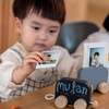 image:imagePlanToys Celebration Wooden Train Set with Photo Slot amp Chalkboard  Customizable Keepsake 3 Pcs Pull Toy Made with Sustainable Rubberwood for KidsCelebration Train