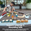 image:imagePlanToys Celebration Wooden Train Set with Photo Slot amp Chalkboard  Customizable Keepsake 3 Pcs Pull Toy Made with Sustainable Rubberwood for KidsHybrid Train