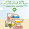 image:imagePlanToys Sensory Activity Blocks for Toddlers  9Piece Set with Visual Auditory amp Tactile Stimuli  Montessori Toy with Storage Bag  Wooden Learning Toy for Babies amp Kids Ages 12 MonthsMulticolored
