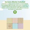 image:imagePlanToys Sensory Activity Blocks for Toddlers  9Piece Set with Visual Auditory amp Tactile Stimuli  Montessori Toy with Storage Bag  Wooden Learning Toy for Babies amp Kids Ages 12 MonthsSensory Blocks