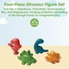 image:imagePlanToys Wooden 4Piece Dino Play Set  Montessori Creativity Storytelling and Social Skill Development Activity  Eco Friendly Animal Figurine Toy Set