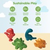 image:imagePlanToys Wooden 4Piece Dino Play Set  Montessori Creativity Storytelling and Social Skill Development Activity  Eco Friendly Animal Figurine Toy Set