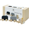 image:imagePlanToys Celebration Wooden Train Set with Photo Slot amp Chalkboard  Customizable Keepsake 3 Pcs Pull Toy Made with Sustainable Rubberwood for KidsCelebration Train