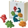 image:imagePlanToys Wooden 4Piece Dino Play Set  Montessori Creativity Storytelling and Social Skill Development Activity  Eco Friendly Animal Figurine Toy Set