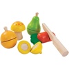 image:imagePlanToys Wooden Fruit and Vegetable Pretend Play Food Playset with Knife 5337  Sustainably Made from Rubberwood and NonToxic Paints and Dyes