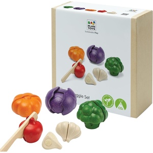 image:imagePlanToys 5 Wooden Colorful Vegetable Veggie Food Playset 3431  Sustainably Made from Rubberwood and NonToxic Paints and Dyes5 Colors Veggie Set