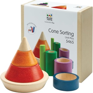 image:imagePlanToys Cone Sorting Wooden Toy Set for Kids Ages 3  Montessori Colour amp Size Recognition Activity for Fine Motor Skills Logic amp Focus  EcoFriendly Educational ToyCone Sorting  Unit Plus