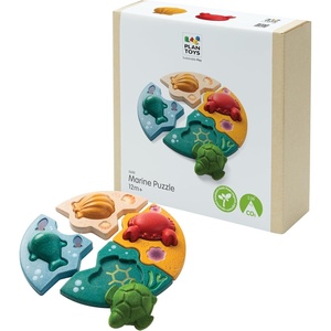 image:imagePlanToys Marine Puzzle Wooden Montessori Ocean Animal Problem Solving Toy  Tactile Imagination and Early Learning Activity  Eco Friendly Educational Sea Life Puzzle SetMarine Puzzle