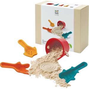 image:imagePlanToys Sand Play Set Wooden Montessori Outdoor Sensory and Fine Motor Toy  Creative Tactile and Imaginative Beach Learning Activity  Eco Friendly Sand Tools for Open Ended PlayWood