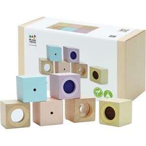 image:imagePlanToys Sensory Activity Blocks for Toddlers  9Piece Set with Visual Auditory amp Tactile Stimuli  Montessori Toy with Storage Bag  Wooden Learning Toy for Babies amp Kids Ages 12 MonthsSensory Blocks