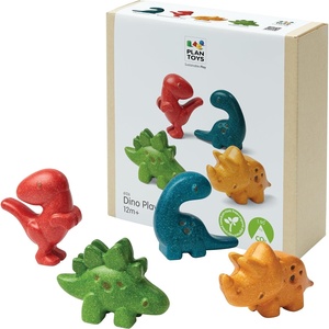image:imagePlanToys Wooden 4Piece Dino Play Set  Montessori Creativity Storytelling and Social Skill Development Activity  Eco Friendly Animal Figurine Toy Set