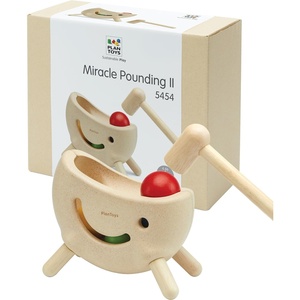 image:imagePlanToys Wooden Hammer Balls Pounding and Hammering Toy 5396  Sustainably Made from Rubberwood and NonToxic Paints and DyesNatur