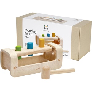 image:imagePlanToys Wooden Hammer Balls Pounding and Hammering Toy 5396  Sustainably Made from Rubberwood and NonToxic Paints and DyesPounding Bench