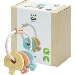 image:imagePlanToys Wooden Pastel Baby Key Rattle  Montessori Sensory Toy for Newborns Infants amp Toddlers  EcoFriendly Wooden Baby Toy for Fine Motor Skills Visual amp Auditory Development