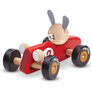 image:imagePlanToys Wooden Rabbit Racing Car Vehicle Playset Toy 5704  Sustainably Made from Rubberwood and NonToxic Paints and Dyes