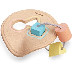image:imagePlanToys Wooden Shape Sorter and Teether Baby Toy 5259  Pastel Color Collection Sustainably Made from Rubberwood and NonToxic Paints and Dyes  EcoFriendly PlanWood