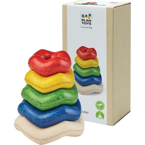 image:imagePlanToys Wooden Stacking Rocket Toy for Toddlers  Montessori Educational STEM Learning Toy  Colorful Wooden Rocket Ship Stacker for Fine Motor Skills Problem Solving Preschool GiftWave Stacker