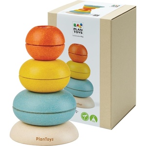 image:imagePlanToys Wooden Stacking Rocket Toy for Toddlers  Montessori Educational STEM Learning Toy  Colorful Wooden Rocket Ship Stacker for Fine Motor Skills Problem Solving Preschool GiftStacking Ring Cups