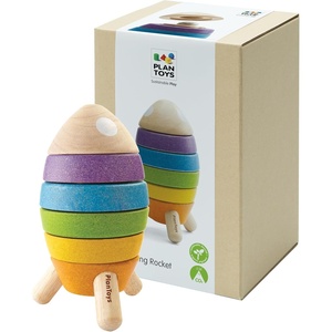 image:imagePlanToys Wooden Stacking Rocket Toy for Toddlers  Montessori Educational STEM Learning Toy  Colorful Wooden Rocket Ship Stacker for Fine Motor Skills Problem Solving Preschool GiftStacking Rocket