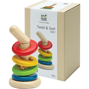 image:imagePlanToys Wooden Stacking Rocket Toy for Toddlers  Montessori Educational STEM Learning Toy  Colorful Wooden Rocket Ship Stacker for Fine Motor Skills Problem Solving Preschool GiftTwist  Sort