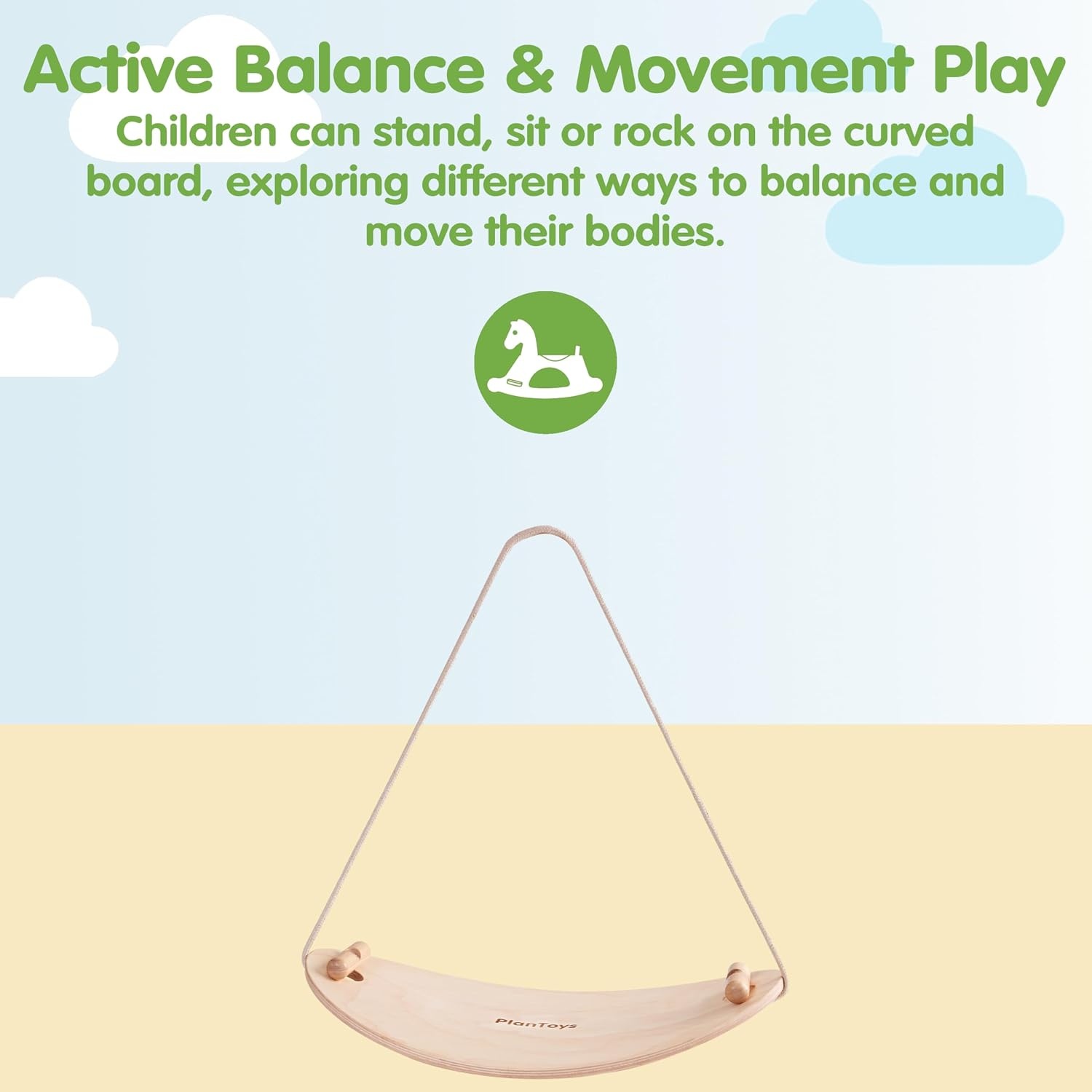 image:imagePlanToys Balance Board Wooden Movement Toy for Kids  Montessori Gross Motor amp Coordination Activity for Balance Core Strength amp Focus  EcoFriendly Educational Tool