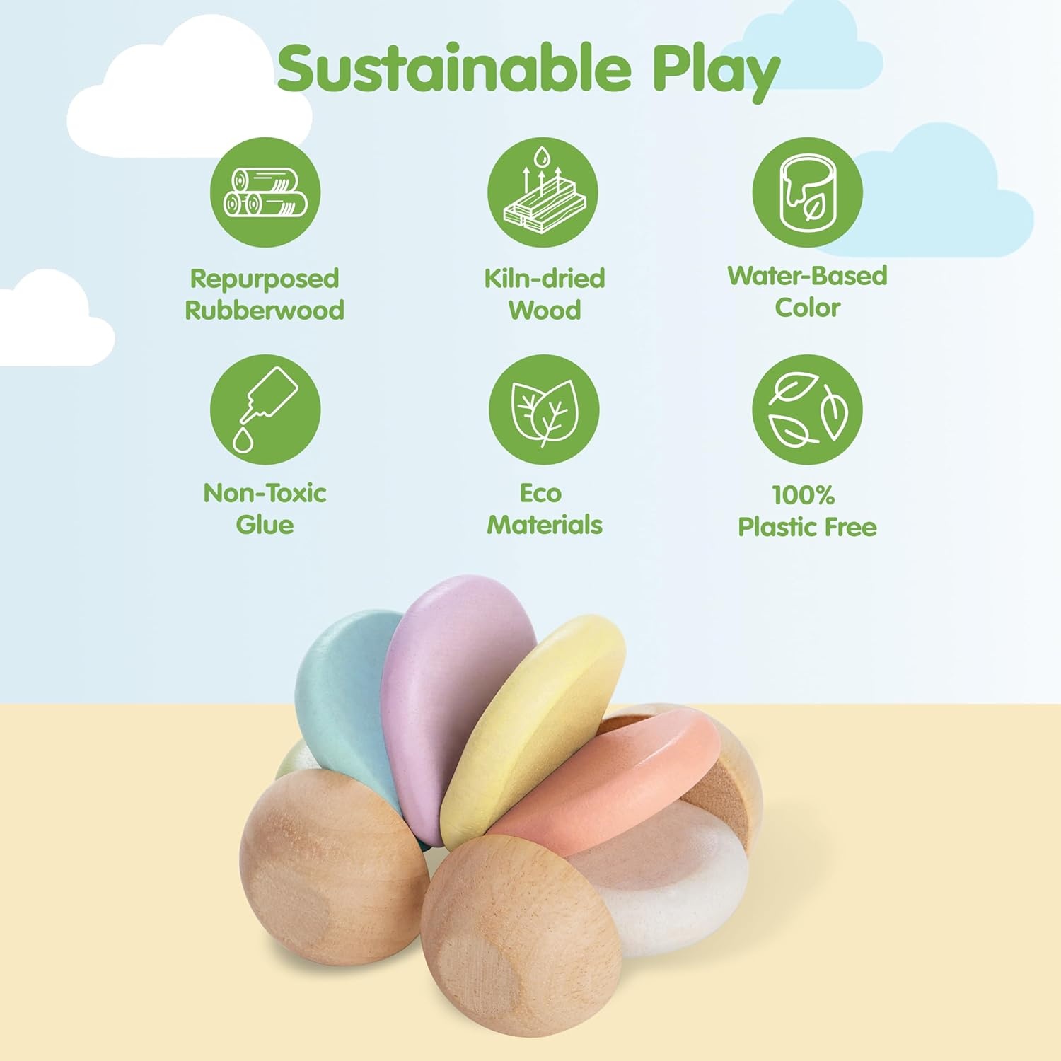 image:imagePlanToys Wooden Baby Push Toy Car  Colorful Montessori Toy for Infants  Wooden Baby Toy with Flexible Body  Sensory amp Motor Skill Development Toy for 6 MonthsBaby Car  Pastel Series